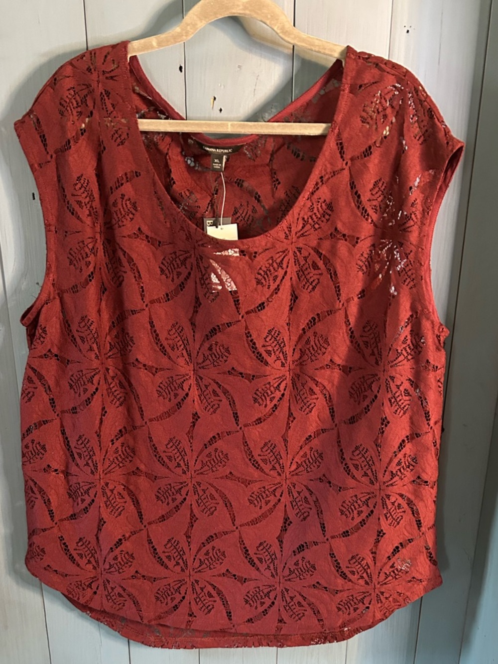 Banana Republic Rust Lace Overlay Sleeveless Tank | Size XL - New